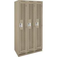 Clean Line Lockers, Bank of 3, 36" x 15" x 76", Steel, Beige, Rivet (Assembled), Perforated Nia-Chem Ltd.
