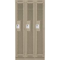Clean Line Lockers, Bank of 3, 36" x 15" x 76", Steel, Beige, Rivet (Assembled), Perforated Nia-Chem Ltd.