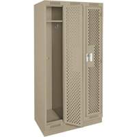 Clean Line Lockers, Bank of 3, 36" x 15" x 76", Steel, Beige, Rivet (Assembled), Perforated Nia-Chem Ltd.