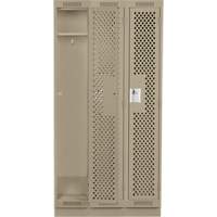Clean Line Lockers, Bank of 3, 36" x 15" x 76", Steel, Beige, Rivet (Assembled), Perforated Nia-Chem Ltd.