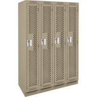 Clean Line Lockers, Bank of 4, 48" x 15" x 76", Steel, Beige, Rivet (Assembled), Perforated Nia-Chem Ltd.