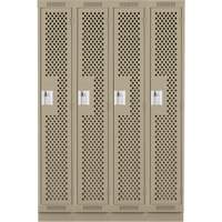 Clean Line Lockers, Bank of 4, 48" x 15" x 76", Steel, Beige, Rivet (Assembled), Perforated Nia-Chem Ltd.