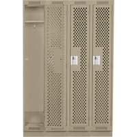 Clean Line Lockers, Bank of 4, 48" x 15" x 76", Steel, Beige, Rivet (Assembled), Perforated Nia-Chem Ltd.