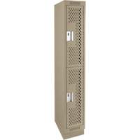 Clean Line Lockers, 2 -tier, 12" x 15" x 76", Steel, Beige, Rivet (Assembled), Perforated Nia-Chem Ltd.