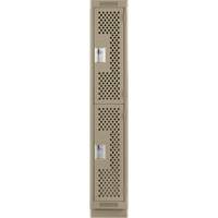Clean Line Lockers, 2 -tier, 12" x 15" x 76", Steel, Beige, Rivet (Assembled), Perforated Nia-Chem Ltd.