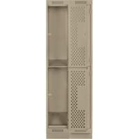 Clean Line Lockers, 2 -tier, Bank of 2, 24" x 15" x 76", Steel, Beige, Rivet (Assembled), Perforated Nia-Chem Ltd.