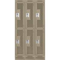 Clean Line Lockers, 2 -tier, Bank of 3, 36" x 15" x 76", Steel, Beige, Rivet (Assembled), Perforated Nia-Chem Ltd.