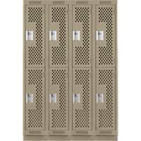 Clean Line Lockers, 2 -tier, Bank of 4, 48" x 15" x 76", Steel, Beige, Rivet (Assembled), Perforated Nia-Chem Ltd.