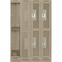 Clean Line Lockers, 2 -tier, Bank of 4, 48" x 15" x 76", Steel, Beige, Rivet (Assembled), Perforated Nia-Chem Ltd.
