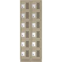 Assembled Lockerettes Clean Line Perforated Economy Lockers, 6 -tier, Bank of 2, 18" x 72" x 12", Steel Nia-Chem Ltd.