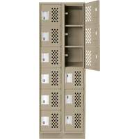Assembled Lockerettes Clean Line Perforated Economy Lockers, 6 -tier, Bank of 2, 18" x 72" x 12", Steel Nia-Chem Ltd.