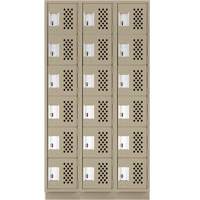 Assembled Lockerettes Clean Line Perforated Economy Lockers, 6 -tier, Bank of 3, 18" x 72" x 12", Steel Nia-Chem Ltd.