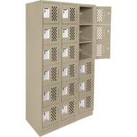 Assembled Lockerettes Clean Line Perforated Economy Lockers, 6 -tier, Bank of 3, 18" x 72" x 12", Steel Nia-Chem Ltd.