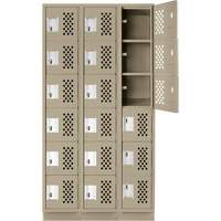 Assembled Lockerettes Clean Line Perforated Economy Lockers, 6 -tier, Bank of 3, 18" x 72" x 12", Steel Nia-Chem Ltd.