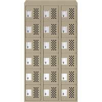 Assembled Lockerettes Clean Line Perforated Economy Lockers, 6 -tier, Bank of 3, 18" x 72" x 12", Steel Nia-Chem Ltd.