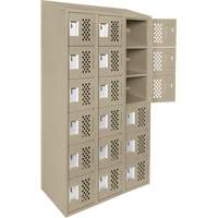 Assembled Lockerettes Clean Line Perforated Economy Lockers, 6 -tier, Bank of 3, 18" x 72" x 12", Steel Nia-Chem Ltd.