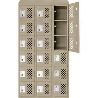 Assembled Lockerettes Clean Line Perforated Economy Lockers, 6 -tier, Bank of 3, 18" x 72" x 12", Steel Nia-Chem Ltd.