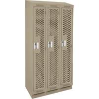 Clean Line Lockers, Bank of 3, 36" x 15" x 82", Steel, Beige, Rivet (Assembled), Perforated Nia-Chem Ltd.