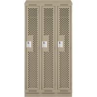 Clean Line Lockers, Bank of 3, 36" x 15" x 82", Steel, Beige, Rivet (Assembled), Perforated Nia-Chem Ltd.