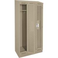Clean Line Lockers, Bank of 3, 36" x 15" x 82", Steel, Beige, Rivet (Assembled), Perforated Nia-Chem Ltd.