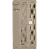 Clean Line Lockers, Bank of 3, 36" x 15" x 82", Steel, Beige, Rivet (Assembled), Perforated Nia-Chem Ltd.