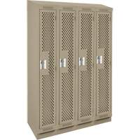 Clean Line Lockers, Bank of 4, 48" x 15" x 82", Steel, Beige, Rivet (Assembled), Perforated Nia-Chem Ltd.