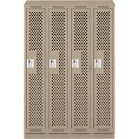 Clean Line Lockers, Bank of 4, 48" x 15" x 82", Steel, Beige, Rivet (Assembled), Perforated Nia-Chem Ltd.