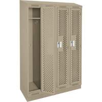 Clean Line Lockers, Bank of 4, 48" x 15" x 82", Steel, Beige, Rivet (Assembled), Perforated Nia-Chem Ltd.