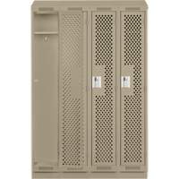 Clean Line Lockers, Bank of 4, 48" x 15" x 82", Steel, Beige, Rivet (Assembled), Perforated Nia-Chem Ltd.