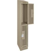 Casiers Clean Line, 2 niveaux, 12" x 12" x 82", Acier, Beige, Rivet (assembl&eacute;), Perfor&eacute; Nia-Chem Ltd.