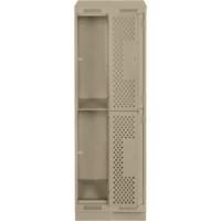 Casiers Clean Line, 2 niveaux, Bloc de 2, 24" x 12" x 82", Acier, Beige, Rivet (assembl&eacute;), Perfor&eacute; Nia-Chem Ltd.