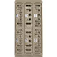 Clean Line Lockers, 2 -tier, Bank of 3, 36" x 12" x 82", Steel, Beige, Rivet (Assembled), Perforated Nia-Chem Ltd.