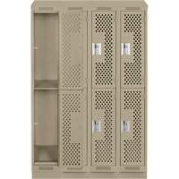 Clean Line Lockers, 2 -tier, Bank of 4, 48" x 12" x 82", Steel, Beige, Rivet (Assembled), Perforated Nia-Chem Ltd.