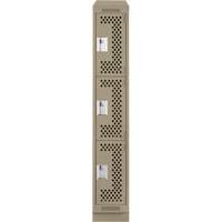Clean Line Lockers, 3 -tier, 12" x 18" x 82", Steel, Beige, Rivet (Assembled), Perforated Nia-Chem Ltd.
