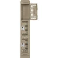 Clean Line Lockers, 3 -tier, 12" x 18" x 82", Steel, Beige, Rivet (Assembled), Perforated Nia-Chem Ltd.