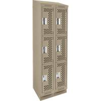 Casiers Clean Line, 3 niveaux, Bloc de 2, 24" x 18" x 82", Acier, Beige, Rivet (assembl&eacute;), Perfor&eacute; Nia-Chem Ltd.