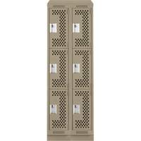 Casiers Clean Line, 3 niveaux, Bloc de 2, 24" x 18" x 82", Acier, Beige, Rivet (assembl&eacute;), Perfor&eacute; Nia-Chem Ltd.