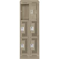 Casiers Clean Line, 3 niveaux, Bloc de 2, 24" x 18" x 82", Acier, Beige, Rivet (assembl&eacute;), Perfor&eacute; Nia-Chem Ltd.