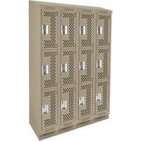 Clean Line Lockers, 3 -tier, Bank of 4, 48" x 18" x 82", Steel, Beige, Rivet (Assembled), Perforated Nia-Chem Ltd.