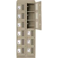 Assembled Lockerettes Clean Line Perforated Economy Lockers, 6 -tier, Bank of 2, 18" x 72" x 12", Steel Nia-Chem Ltd.