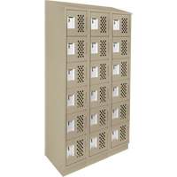 Assembled Lockerettes Clean Line Perforated Economy Lockers, 6 -tier, Bank of 3, 18" x 72" x 12", Steel Nia-Chem Ltd.