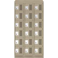 Assembled Lockerettes Clean Line Perforated Economy Lockers, 6 -tier, Bank of 3, 18" x 72" x 12", Steel Nia-Chem Ltd.