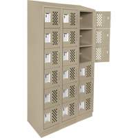 Assembled Lockerettes Clean Line Perforated Economy Lockers, 6 -tier, Bank of 3, 18" x 72" x 12", Steel Nia-Chem Ltd.
