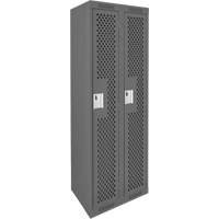 Clean Line Lockers, Bank of 2, 24" x 15" x 72", Steel, Charcoal, Rivet (Assembled), Perforated Nia-Chem Ltd.