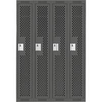 Clean Line Lockers, Bank of 4, 48" x 15" x 72", Steel, Charcoal, Rivet (Assembled), Perforated Nia-Chem Ltd.