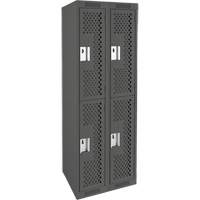 Clean Line Lockers, 2 -tier, Bank of 2, 24" x 12" x 72", Steel, Charcoal, Rivet (Assembled), Perforated Nia-Chem Ltd.