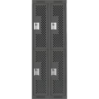 Clean Line Lockers, 2 -tier, Bank of 2, 24" x 12" x 72", Steel, Charcoal, Rivet (Assembled), Perforated Nia-Chem Ltd.