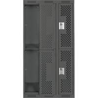 Clean Line Lockers, 2 -tier, Bank of 3, 36" x 12" x 72", Steel, Charcoal, Rivet (Assembled), Perforated Nia-Chem Ltd.