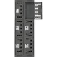 Casiers Clean Line, 3 niveaux, Bloc de 2, 24" x 12" x 72", Acier, Charbon, Rivet (assembl&eacute;), Perfor&eacute; Nia-Chem Ltd.