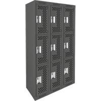 Casiers Clean Line, 3 niveaux, Bloc de 3, 36" x 12" x 72", Acier, Charbon, Rivet (assembl&eacute;), Perfor&eacute; Nia-Chem Ltd.